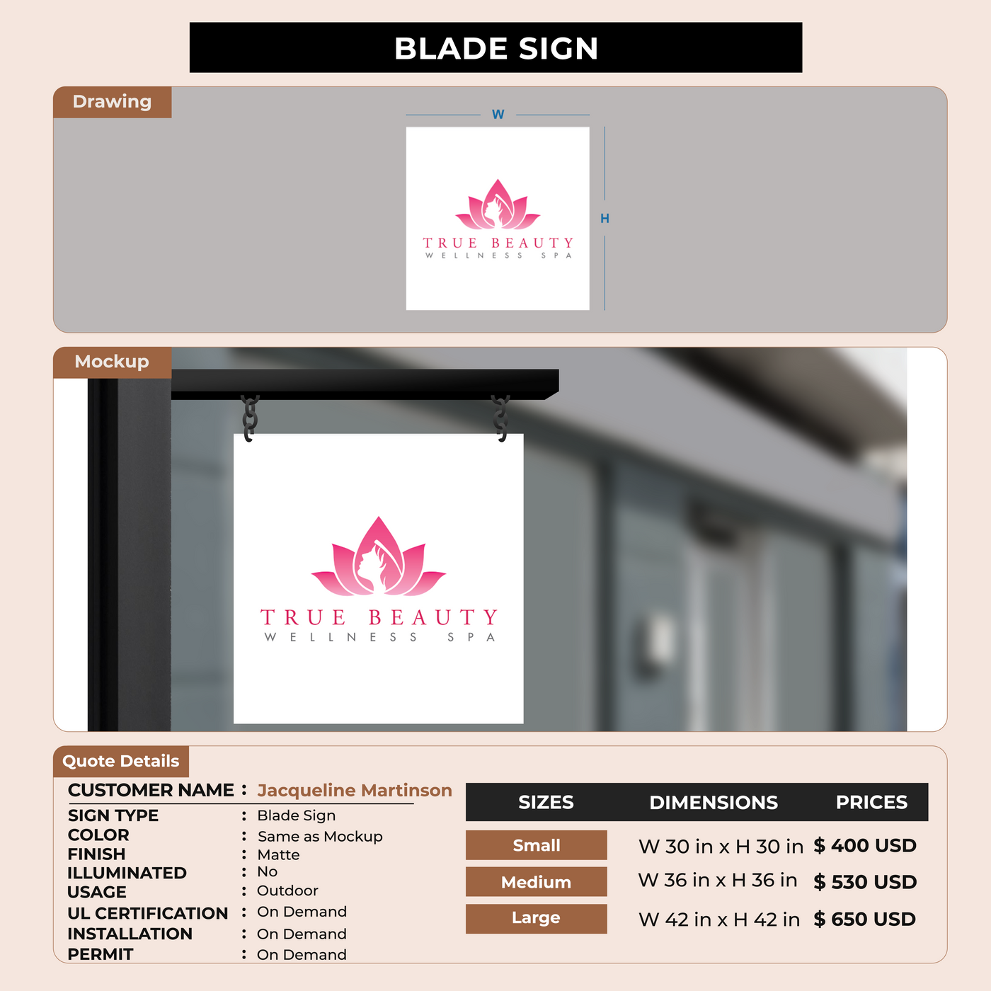 Blade Sign For Jacqueline Martinson