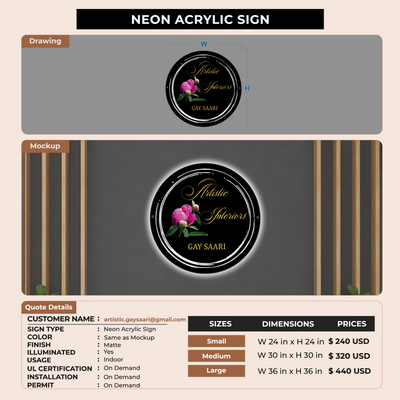 Neon Acrylic Sign for Artistic Gaysaari