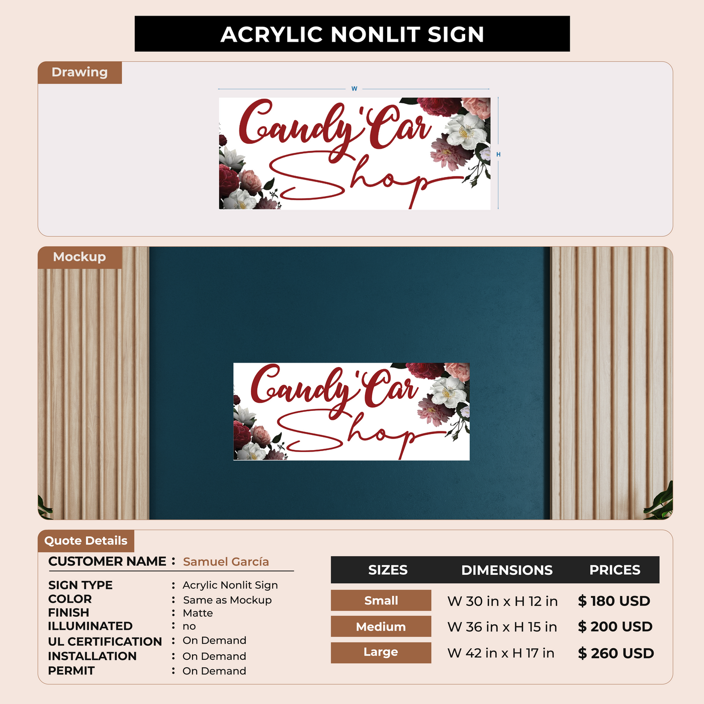 custom signs for Samuel García
