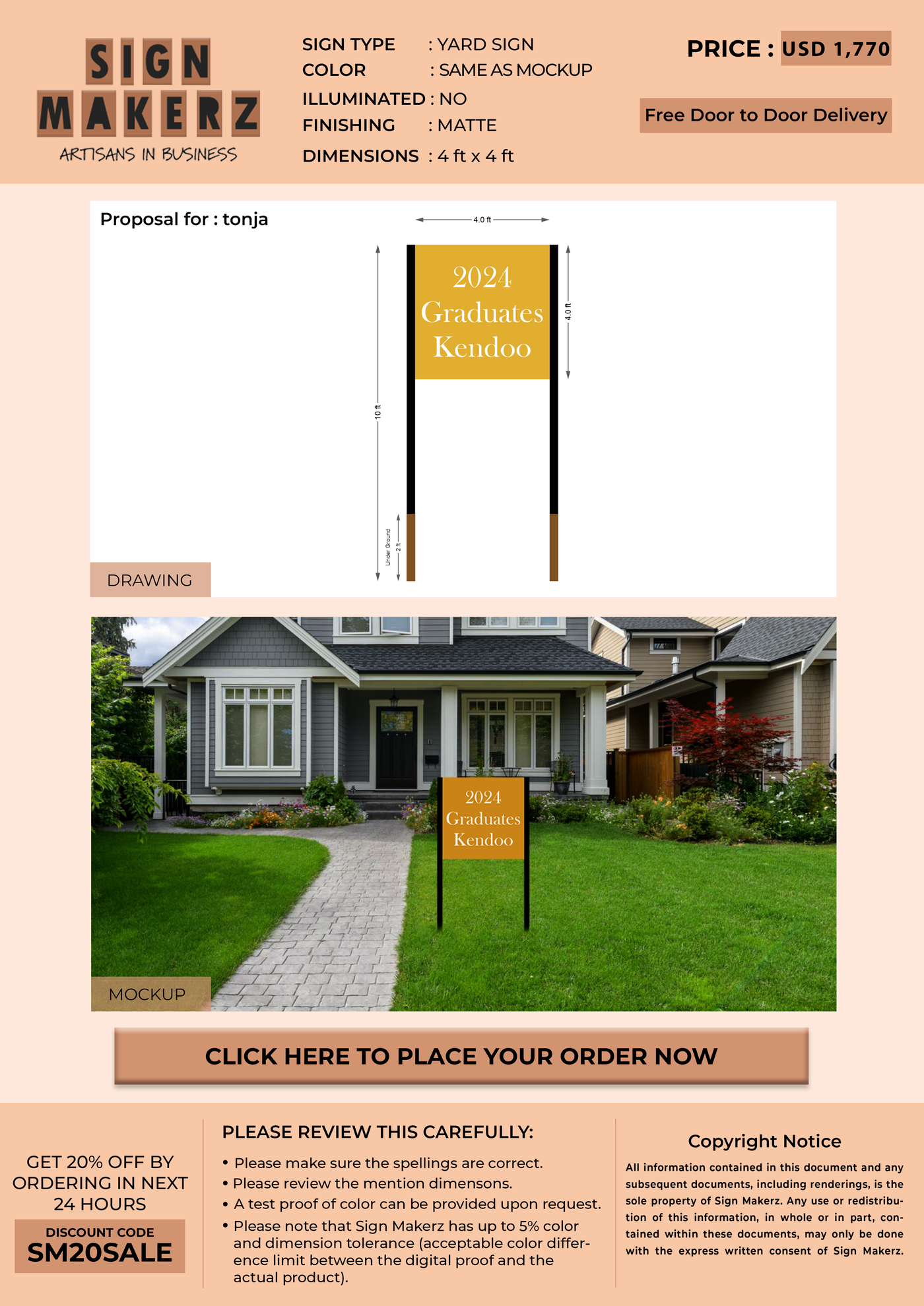 yard sign for tonja