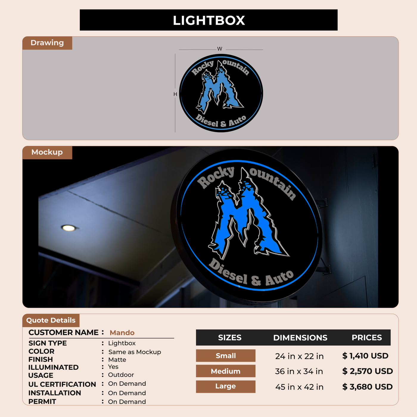 Light Box Sign for Mando