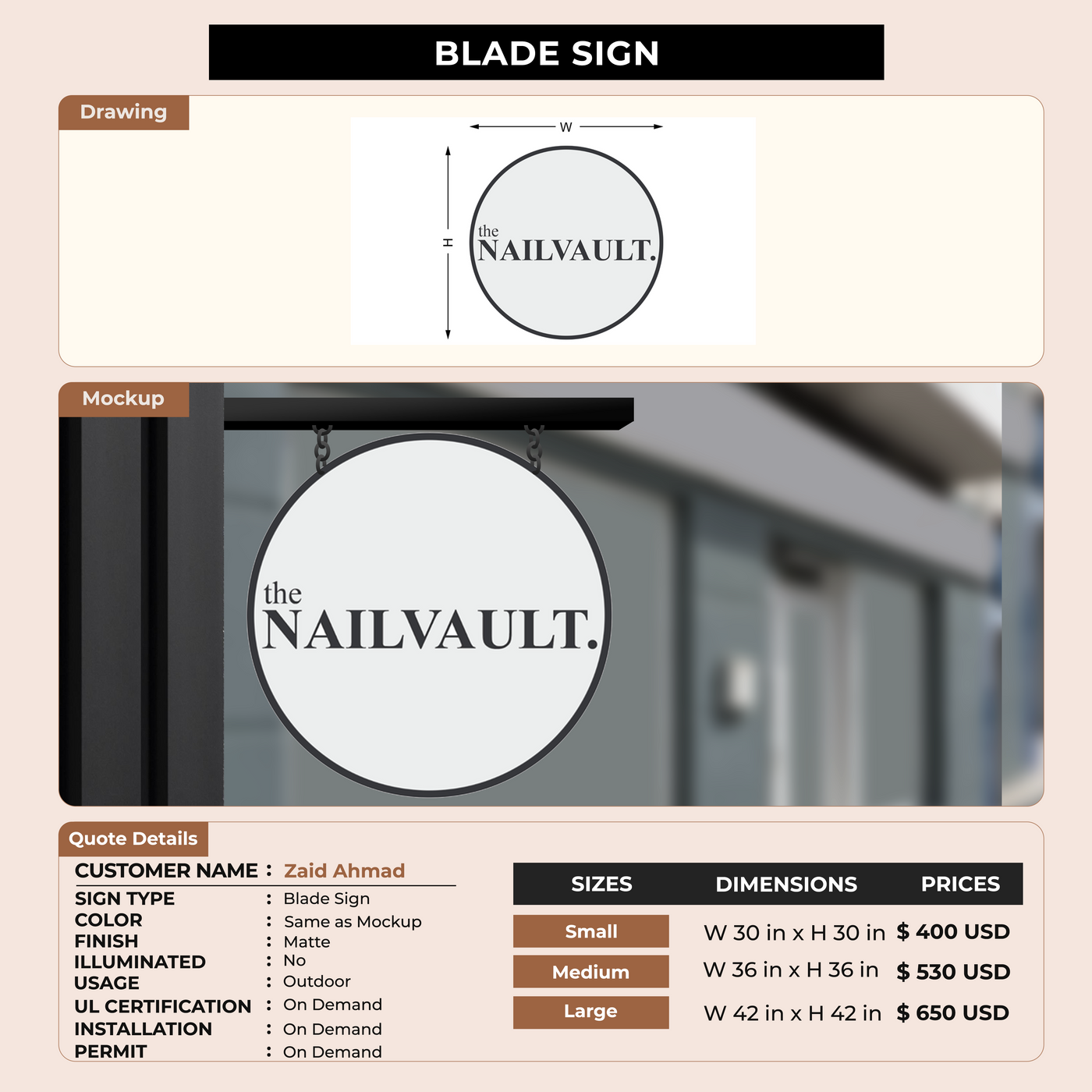 Custom Signs For Zaid Ahmad
