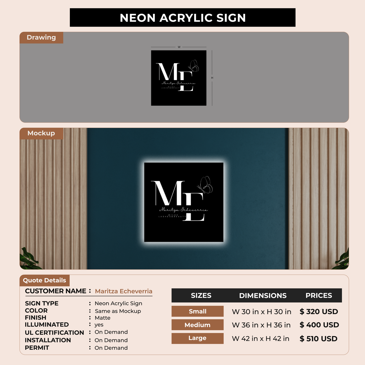 custom signs for Maritza Echeverria