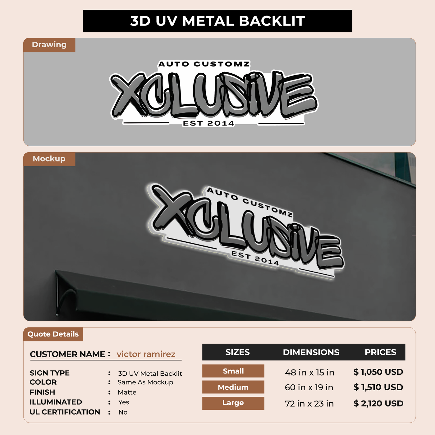 Custom Signs for victor ramirez
