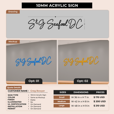 10MM Acrylic Sign For Greg Bowyer