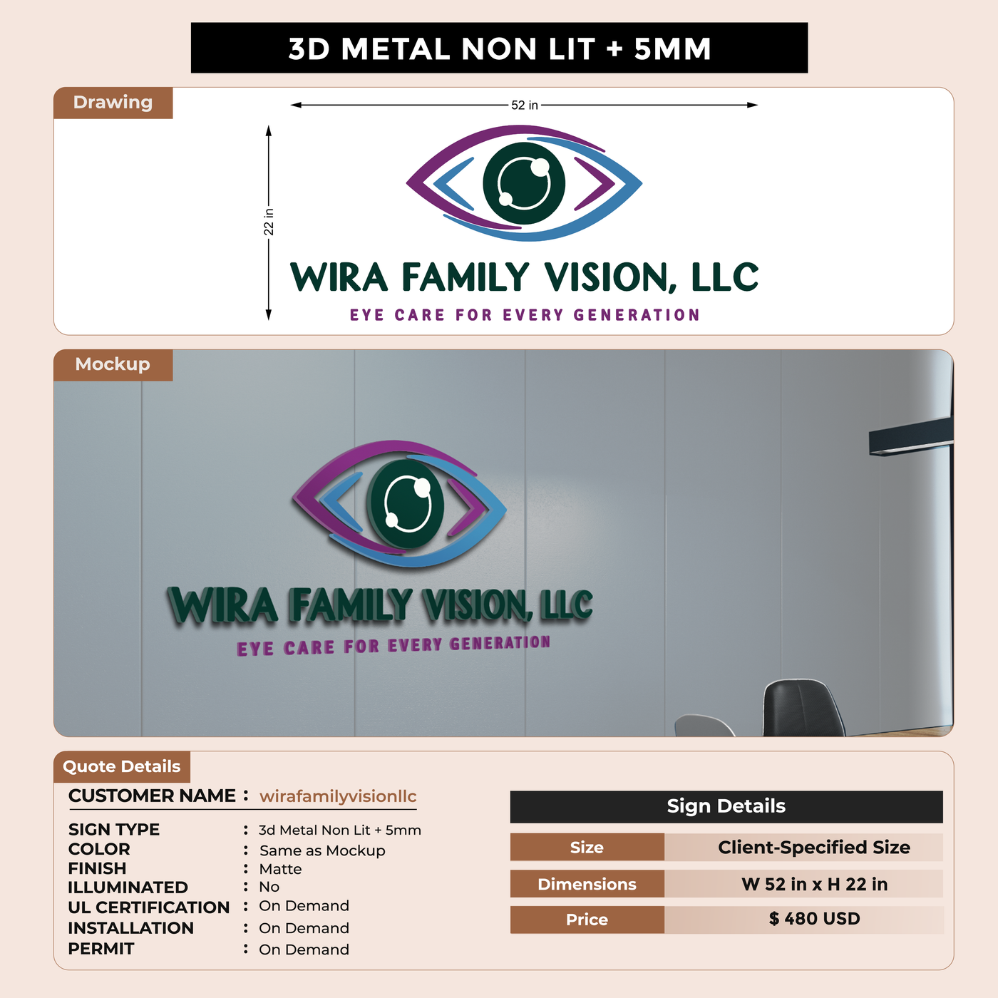 Business signage for wirafamilyvisionllc
