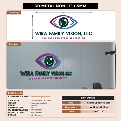 Business signage for wirafamilyvisionllc