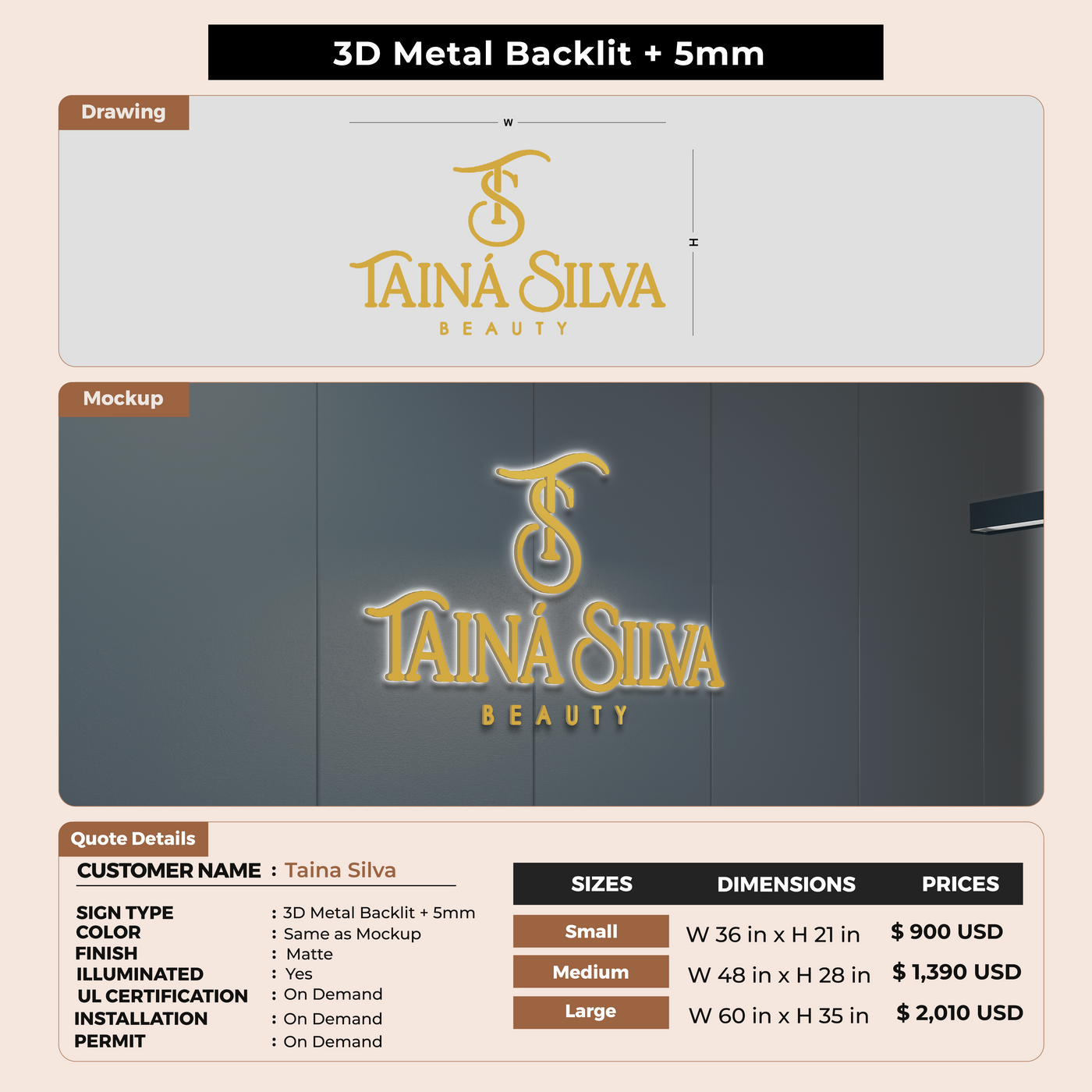 Custom Signs For Taina Silva