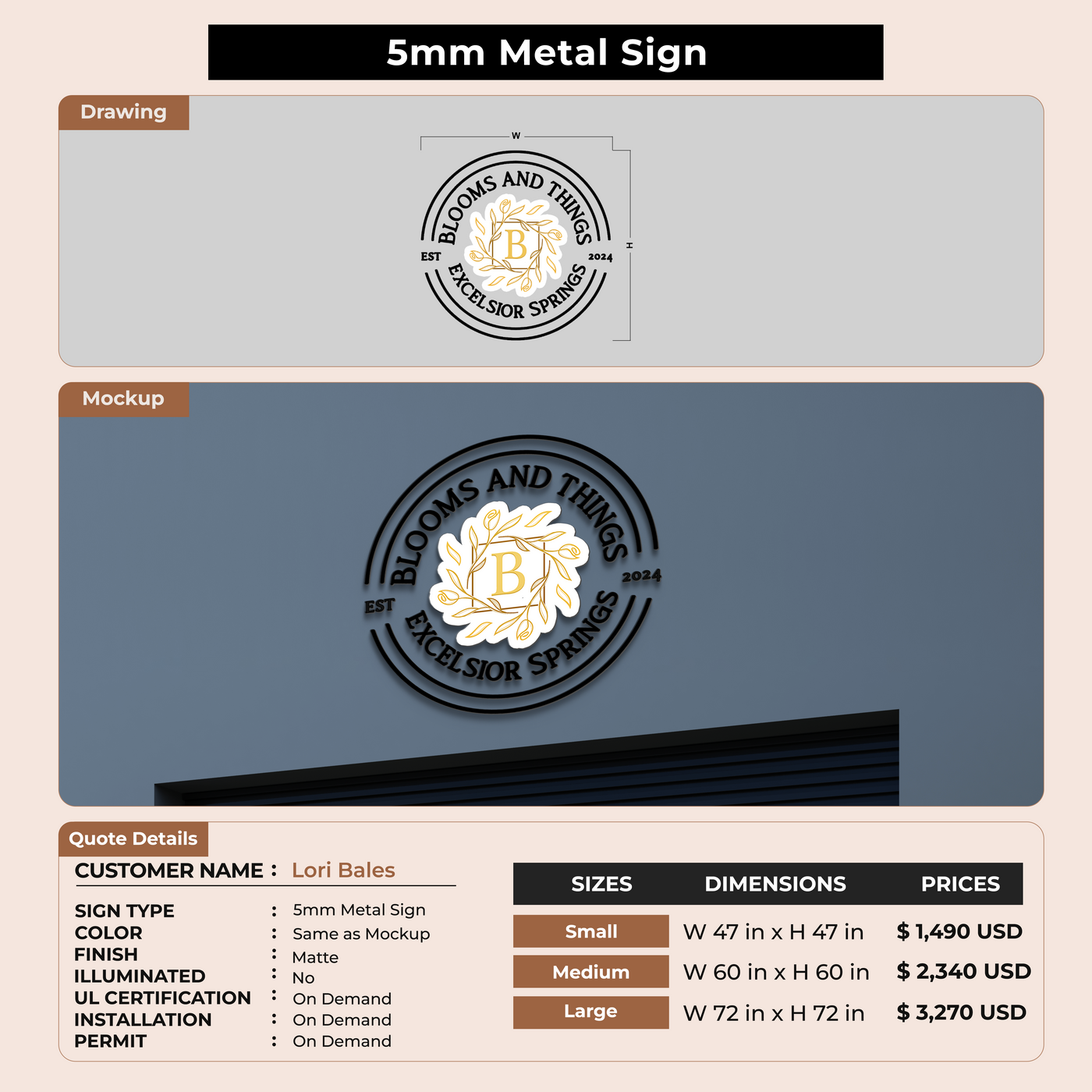 5MM Metal Sign For Lori Bales