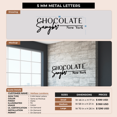 5MM Metal Sign for Melissa Londono