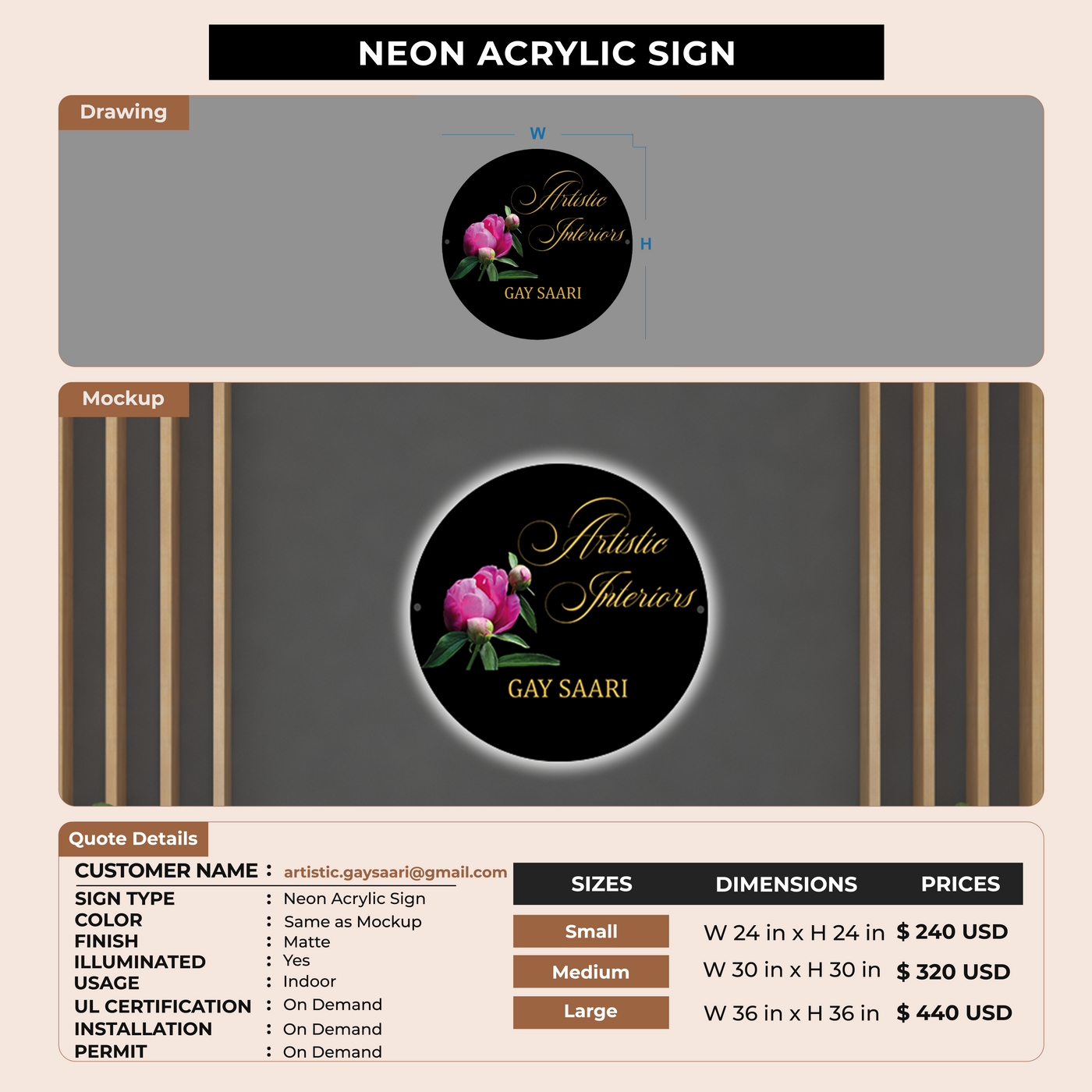 Neon Acrylic Sign for Artistic Gaysaari