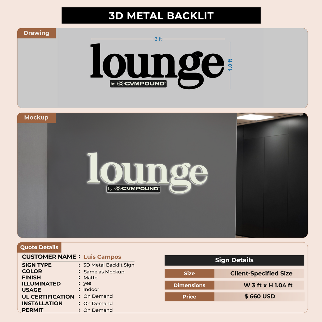 3D Metal Backlit For Luis Campos