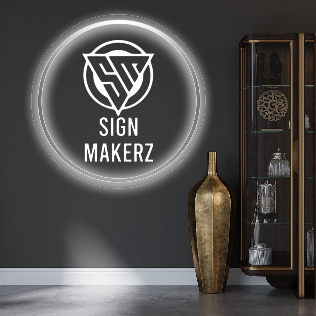 Transparent Acrylic Silver Sign with Neon Backlight