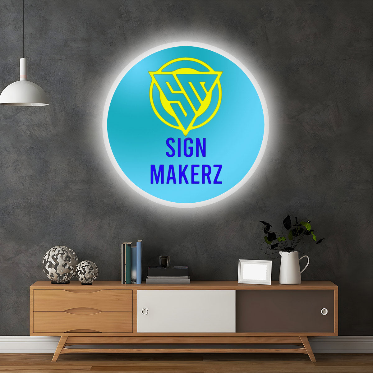 Acrylic Sign same background grey borders with backlight
